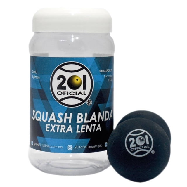 Pelota 201 Oficial de Squash Lenta en Bote con 2 Piezas