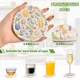 thumbnail image 2 of Yayeee 6 PCS Drink Coasters with Holder Set Woven Absorbent Round Tabletop Hot Pad, Purple Easter Eggs, 2 of 7