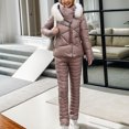 thumbnail image 4 of MHFRRA Womens Snow Jacket Women's Autumn and Winter Solid Color Ski Wear Outdoor Fashionable Sports Thickened Short Warm and Cold Proof Two Piece Set, 4 of 4