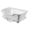 thumbnail image 4 of White & Beige Expandable Kitchen Drying Rack with Drainboard - 45x25x17.5cm Countertop Dish Drainer with Utensil Holder & Sink Spout Strainers, Non-Slip PP Plastic Design, 4 of 8