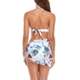 thumbnail image 4 of Conjunto de bikini de 3 piezas para mujer, parte superior envolvente con cordón halter, conjunto de parte inferior de bikini de cintura alta con falda de playa para cubrir, blanco S, 4 of 5