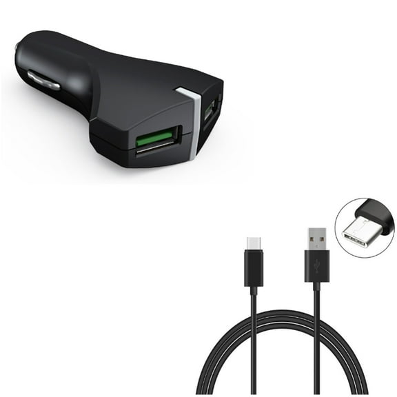 Car Charger   10ft USB Cable for Motorola One 5G Ace Phone - 36W Fast 2-Port USB Power Adapter and Type-C Charger Cord Power Wire Combo for Motorola One 5G Ace (2021)