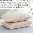 thumbnail image 6 of Southshore Fine Linens Oversized Quilt Bedding Set lightweight, prewash fabric soft coverlet bedspread 3-Piece with two matching shams (98 in wide x 98 in long), Grid Taupe, Full / Queen, 6 of 9