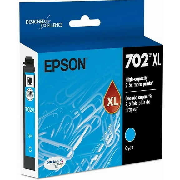 T702XL DURABrite Ultra -Ink High Capacity Cyan -Cartridge (T702XL220-S) for Select Workforce Pro Printers