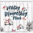 thumbnail image 1 of Festive Christmas Shower Curtain with Trucks, Trees & Stars - Holiday Decor, 1 of 5