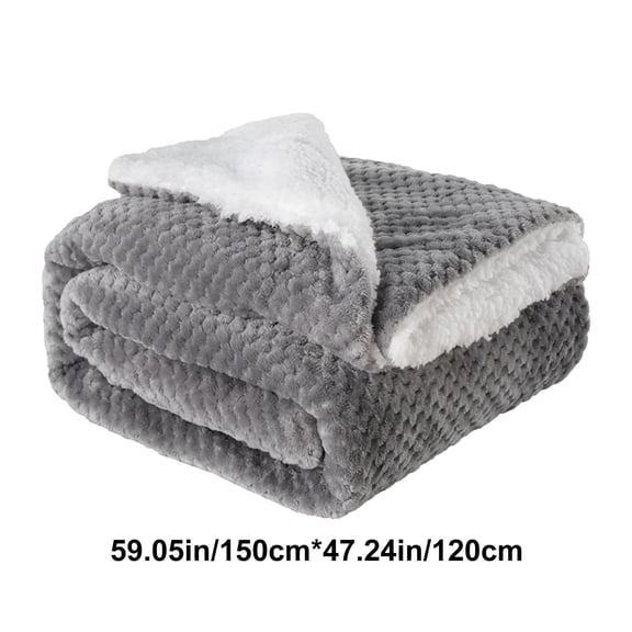 Yokan Lamb Wool Blanket, Double Thickened Pineapple Checked Flannel Velvet Throw Quilt, Soft Polyester Fiber Bedding for Couch & Bed, Warm Winter Quilts for Living Room & Bedroom