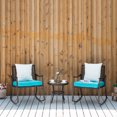 thumbnail image 2 of Outsunny 3 Pieces Patio Wicker Rocking Set, Outdoor PE Rattan Bistro Furniture Set with Soft Padded Cushions, Pillows and Round Glass Top Coffee Table for Patio, Backyard, Garden, Green, 2 of 10