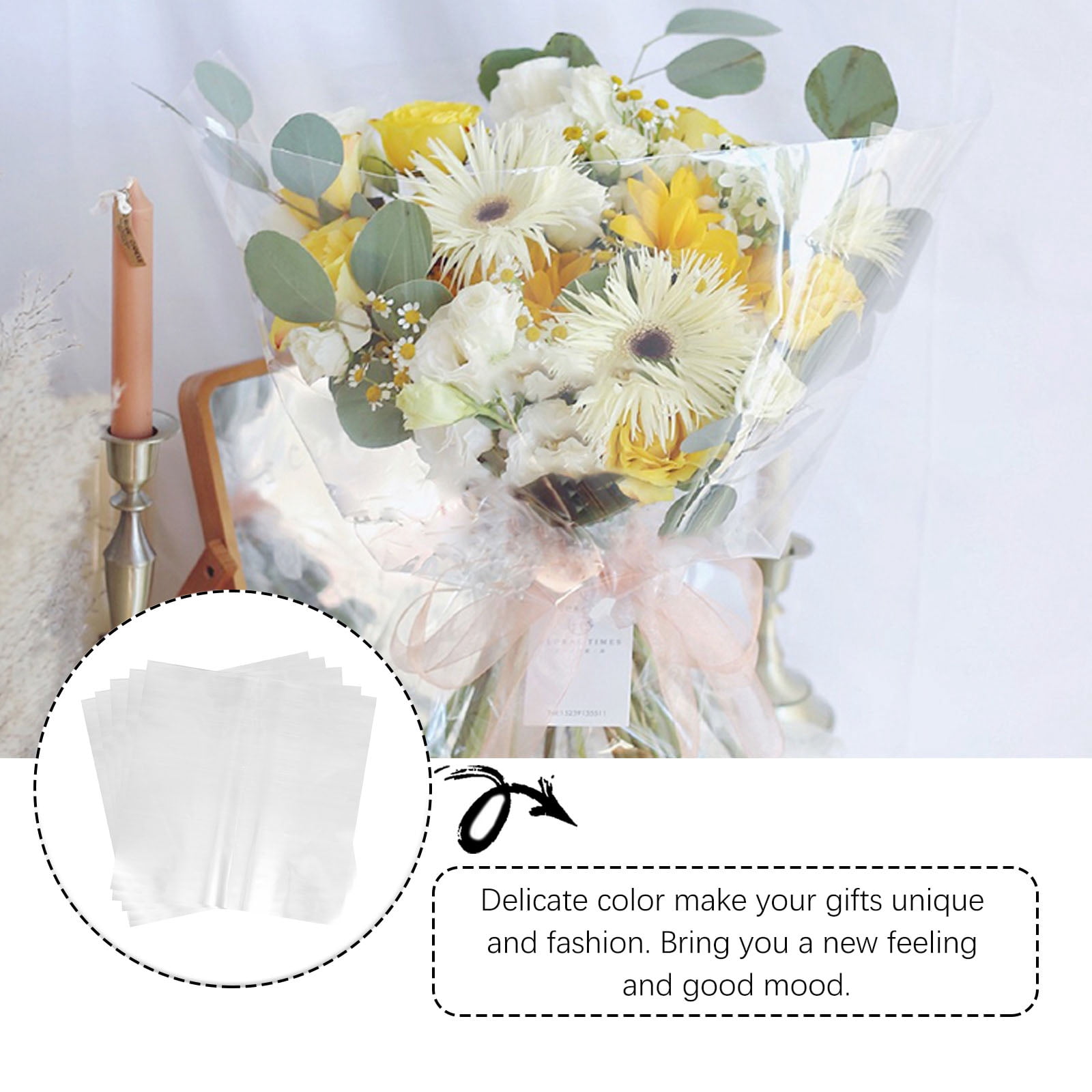 unbranded  50 Sheets Bouquet Packaging Paper Flower Wrapper Wrapping Tissue Transparent