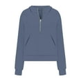 thumbnail image 4 of Womens Hoodie 2025 Trendy Casual Half Zipper Plain Hoodies with Pockets Pullover Hooded Sweatshirt Hoodie Women Hoody, 4 of 5