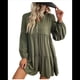thumbnail image 3 of Vestidos Cortos de Larga para Mujer, Cuello en V, Informales, Holgados, con Vuelo, con , Estilo Bohemio para Vacaciones, para Otoño Verde L, 3 of 10