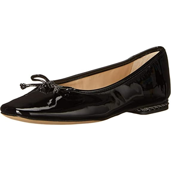 Sam Edelman Marisol Black Squared Toe Slip On Classic Leather Ballet Flats (Black, 6.5)