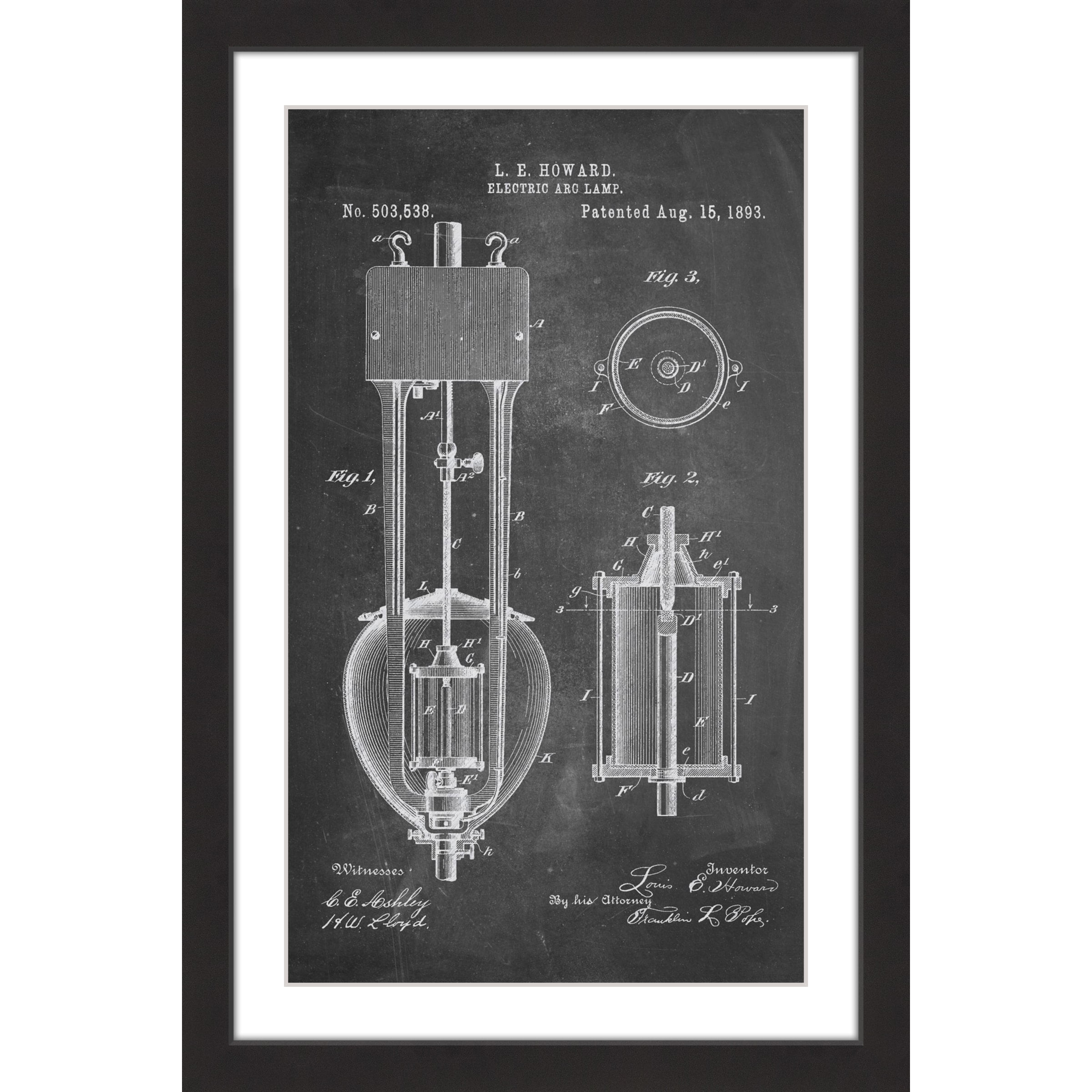 "Arc Lamp 2 1893 Chalk" Framed Painting Print