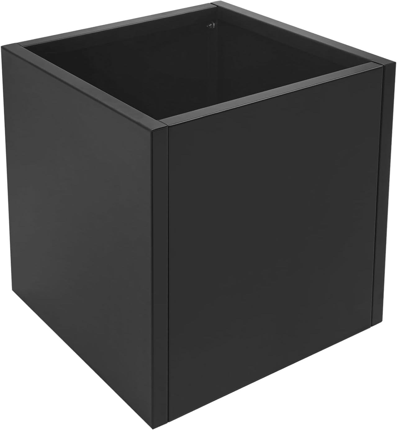 Large Black Square Planter, Cube Metal Planters Pot with Drainage Seams for Indoor and Outdoor, Heavy Duty Steel Flower Pots for Patio, Deck, Yard, Garden