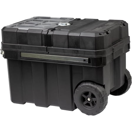 24in Rolling Tool Box, Portable Black Resin Toolbox