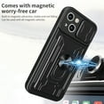 thumbnail image 4 of Compatible for iPhone 13 Hybrid Case with Camera Lens Slide Cover | Rotatable Ring Holder Kickstand | Impact-Resistant Car Mount Magnetic | Detachable Card Slot Protective Shell, Red, 4 of 15