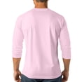 thumbnail image 4 of Hearthz Men's Baseball T-Shirts 3/4 Sleeve V Neck Button Up Henley Baseball Jersey Men Mens Casual Slim Fit T-Shirts Henley Shirts ,Pink L, 4 of 7
