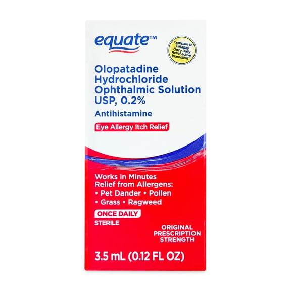 Equate Eye Itch Relief Antihistamine Eye Drops, Olopatadine HCL 0.2%, 3.5mL, Compare to Pataday Once Daily Relief Active Ingredient