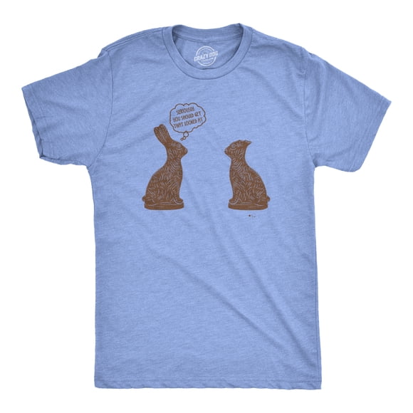 Mens You Should Get That Looked At Easter T Shirt Funny Chocolate Bunny Tee (Heather Light Blue) - S