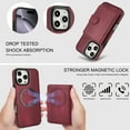 thumbnail image 5 of 2 in 1 Detachable Magnetic Phone Cases Compatible with iPhone 16 Pro, with Credit Card Holder, Classic Durable Premium PU Leather Kickstand Rugged Flip Cover for Women Men,  Winered, 5 of 8