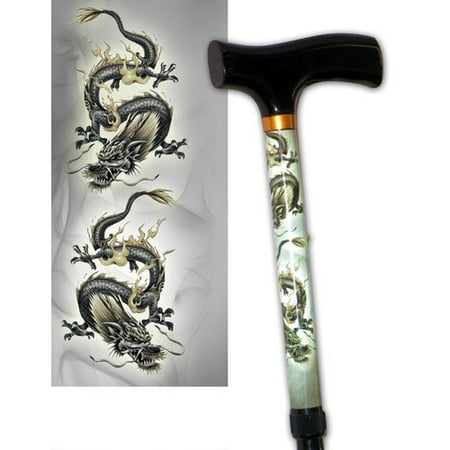 Rebel Canes Scrolling Dragon Travel Single Point Cane