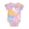 Garanimals Baby Girls Unicorn Silhouette Tie Dye Print Short Sleeve Bodysuit, Sizes 0/3M-24M