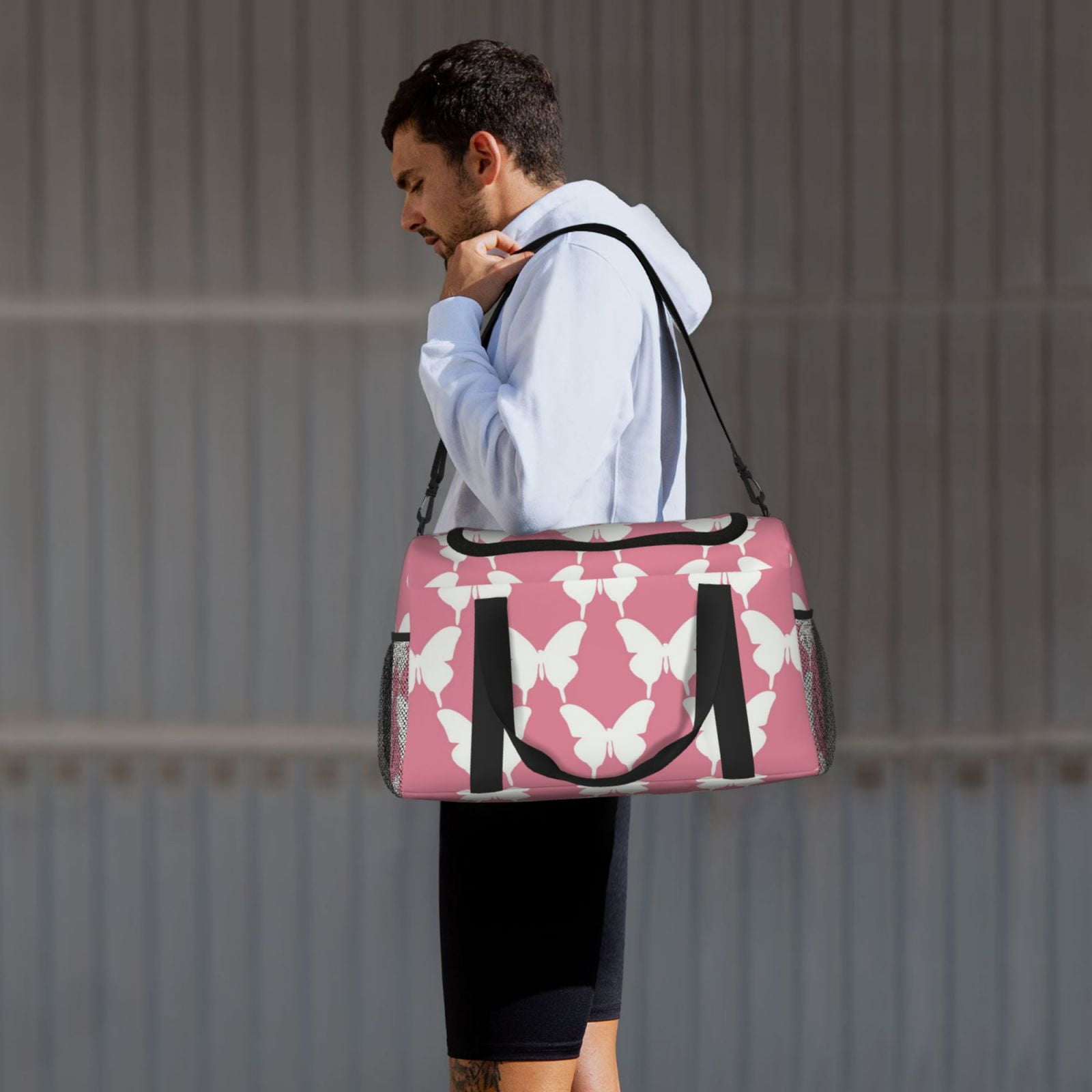 Fuzoiu Butterfly 2 Print Travel Duffle Bag,Carry On Tote Bags,Duffel Bag,Sport Gym Bag, Hospital Bag for Labor and Delivery, Overnight Bag,Luggage Bag