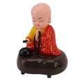 thumbnail image 3 of Figura de monje pequeño con carga USB, 6 canciones, música, LED, asintiendo con la cabeza, estatua de monje chino, adorno para coche, decoración del hogar, 3 of 10