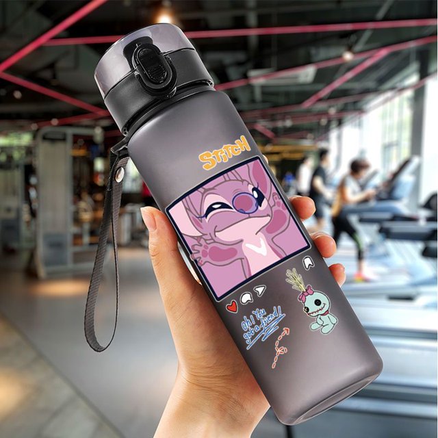 Tasse d'eau ange point de dessin animé 560ML, gris bleu, plastique Portable, grande capacité, figurines de dessin animé, tasse transparente, Sports de plein air, WaterBo