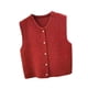 thumbnail image 4 of Chaleco de punto tipo cárdigan para mujer, informal, corto, moderno, de algodón, versátil, para primavera y otoño. Rojo, 4 of 9