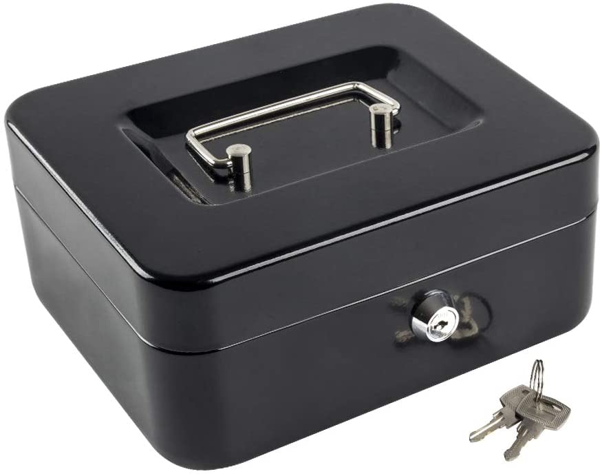 Medium Cash Box with Money Tray,Small Safe Lock Box with Key Walmart  Canada
