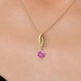 thumbnail image 3 of Gem Stone King 10K Yellow Gold Pink Created Sapphire and Lab Grown Diamond Pendant Necklace for Women | 1.03 Cttw | Gemstone September Birthstone | Round 6MM | With 18 inch Chain, 3 of 6