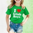 thumbnail image 2 of ChaoLingNeng Girls St Patricks Day Shirt Size 8 Funny Shamrock Cute Graphic Print Green Kids T Shirt Casual Fit Back To School Shirt Cool Toddler Holiday Tops, 2 of 4