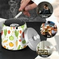 thumbnail image 4 of Yayeee Ashtray with Lid for Cigarette Smokeless Stainless Steel Home Ash Holder, White Vegetables Pattern, 4 of 7