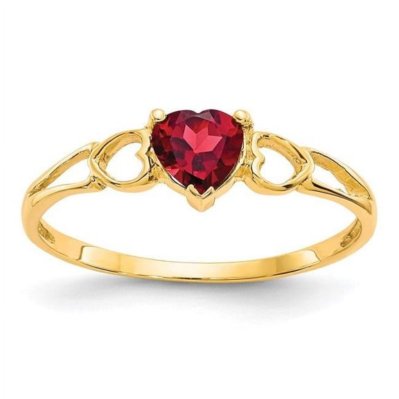10K Yellow Gold Polished Geniune Garnet Birthstone Ring - Size 7