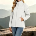 thumbnail image 4 of Mifsaly Womens Softshell Jacket Full Zip Stand Collar Windbreaker Long Sleeve Casual Outdoor Coat with Zipper Pockets White,S, 4 of 9
