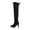 Black, variant on Womens Fashion Casual Pointed Toe Long Knee High Boots Square Heels Shoes