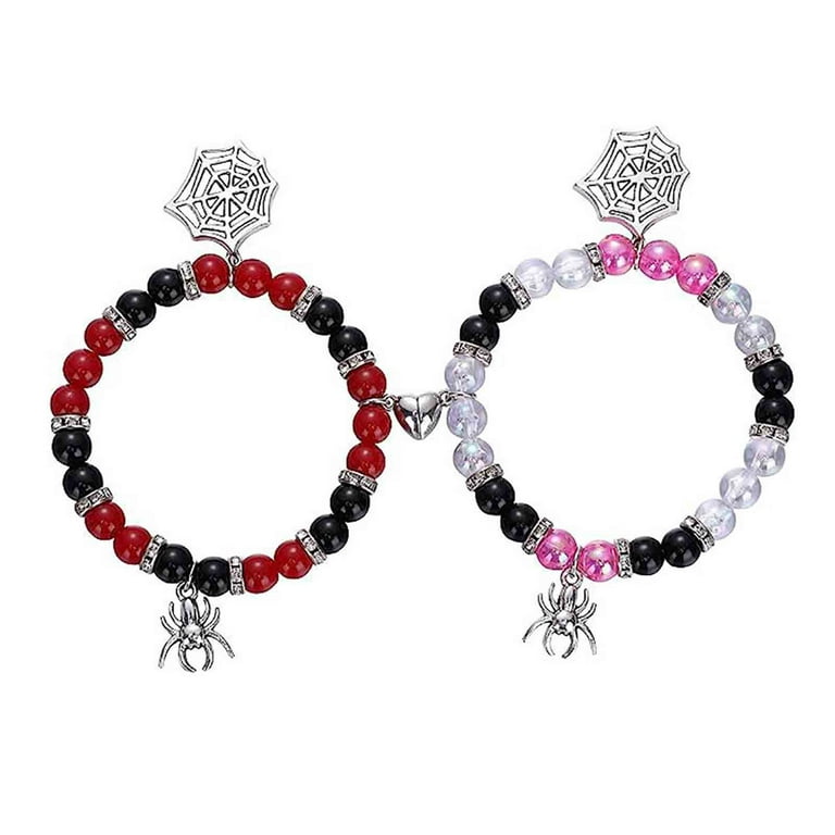  2pcs Spiderman Friendship Bracelets, Magnetic Bracelets Pink  Power Stone Spider Man Matching Bracelets for Couple Halloween Party  Valentines Jewelry : Toys & Games