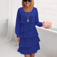 thumbnail image 2 of Elvqul Dresses for Women Blue Dress Tunic Long Sleeve Crew Neck Loose Solid Color Ladies Long Dresses Casual, 2 of 7