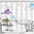 thumbnail image 1 of Rideau de Douche Scène de Plage Tropicale - Design Dessiné à la Main avec Accents Colorés, 1 of 4