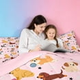 thumbnail image 5 of meiyoeat Cute Pet Dogs 7-Piece King Bedding For Girls,Kawaii Animals King Bed In A Bag For Kids,Pink Reversible, 5 of 7