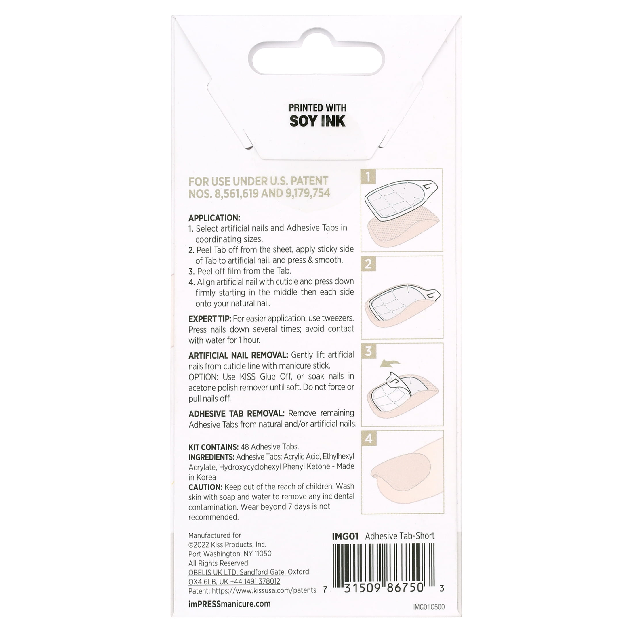 KISS imPRESS Tab to Go Mega Hold Super Adhesive Tabs, 12 Sizes, 48 Pieces
