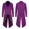 thumbnail image 1 of TSADFHJI Mens Jacket Male Vintage Slim Retro Punk Jacket Gold Edge Coat S Purple, 1 of 4