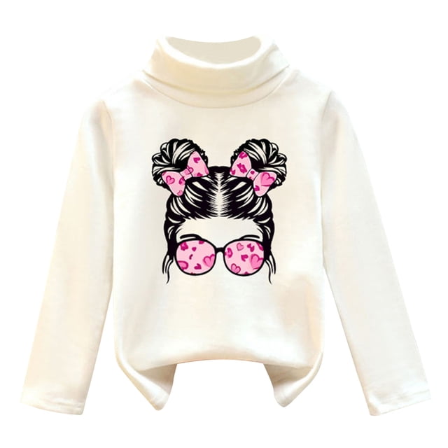 Girls Fall Tshirts High Collar Velvet Warmth Soft Unisex P Fall Tops for Girls Trendy for 3-4 Years
