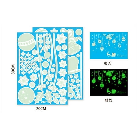 

Glow in The Dark Electrostatic Stickers Christmas Wall or Ceiling Stickers Bright Glowing Decals for Bedroom Decoration or Kid’s Party Gift