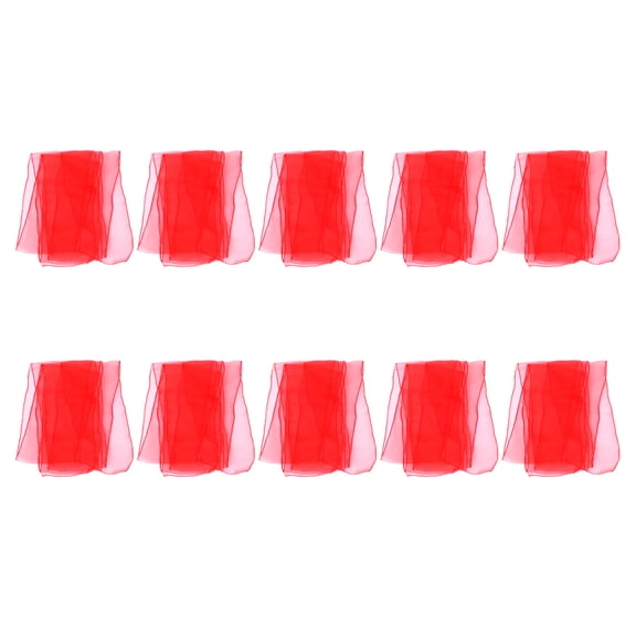 OUNONA 10-Pack Red Organza Chair Sashes with Handmade Bow Decorations for Wedding, Party, and Event Seating