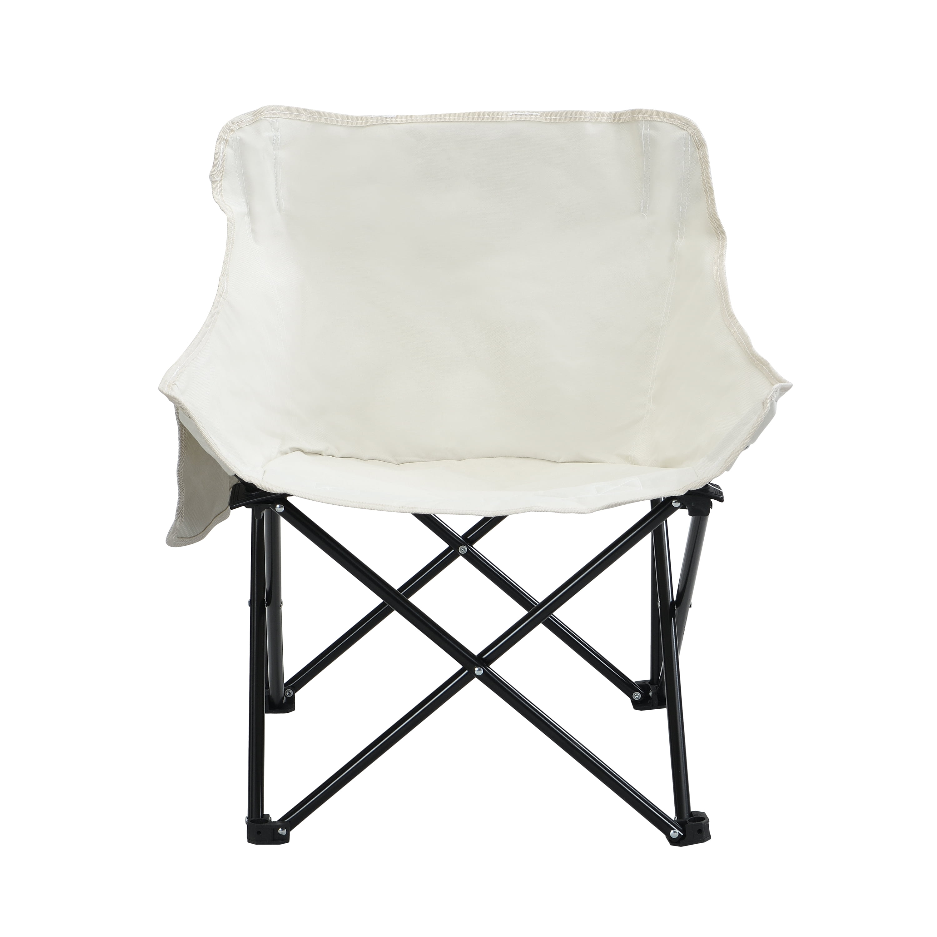 Mintazer 2-Pack Folding Camping Chairs, Collapsible Outdoor Chairs with Side Pocket, Portable Camp Chairs with Carry Bag for Camping Picnics, Beige