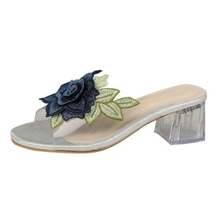 

Women s Summer Fashion Fish Mouth Open Toe Transparent Upper Flower Sandal Slippers Casual Lightweight Slippers Yeah Slippers Women