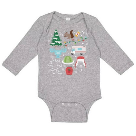 

TeesAndTankYou Christmas Icons Long Sleeve Baby Onesie Infant One Piece Bodysuit 18 Months Grey