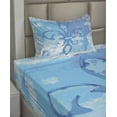 thumbnail image 2 of Ambesonne Blue Fitted & Top Sheet Set with Sham, France Fleur de Lis, Blue, 2 of 4