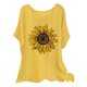 thumbnail image 1 of Gibobby Playera Corte clásico para Mujer Verano mujer manga corta cuello redondo flor camiseta Top Casual Slim camisas camiseta blusa(Amarillo,CH), 1 of 5